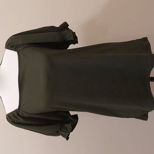 Ann Taylor Factory Olive Green Short Sleeve Blouse NWT